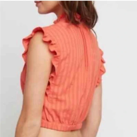 SALE 🌟 Tracy Reese Orange Ruffle Crop Top Women’s Size Medium - Picture 2 of 5